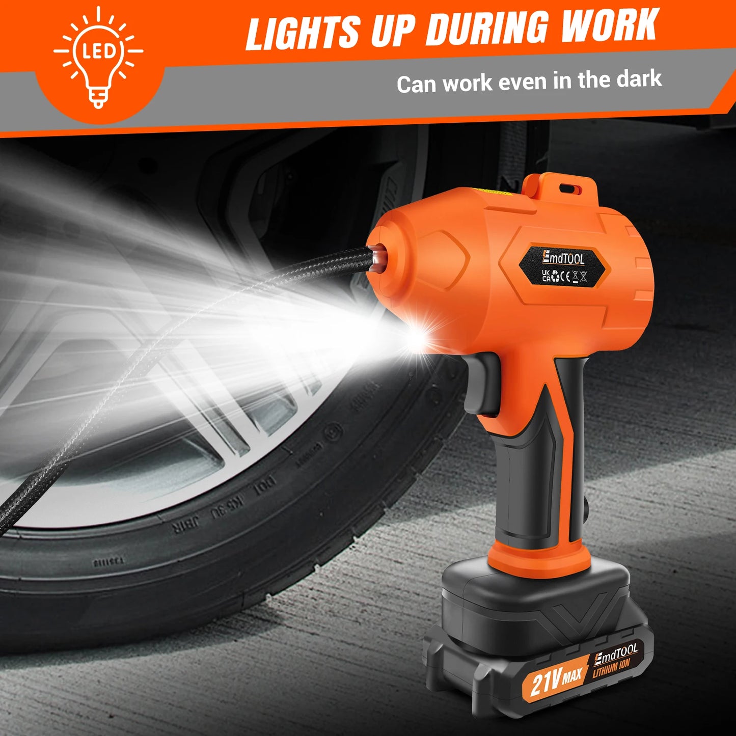 Tire Inflator Air Compressor 21V Battery Pack 180PSI