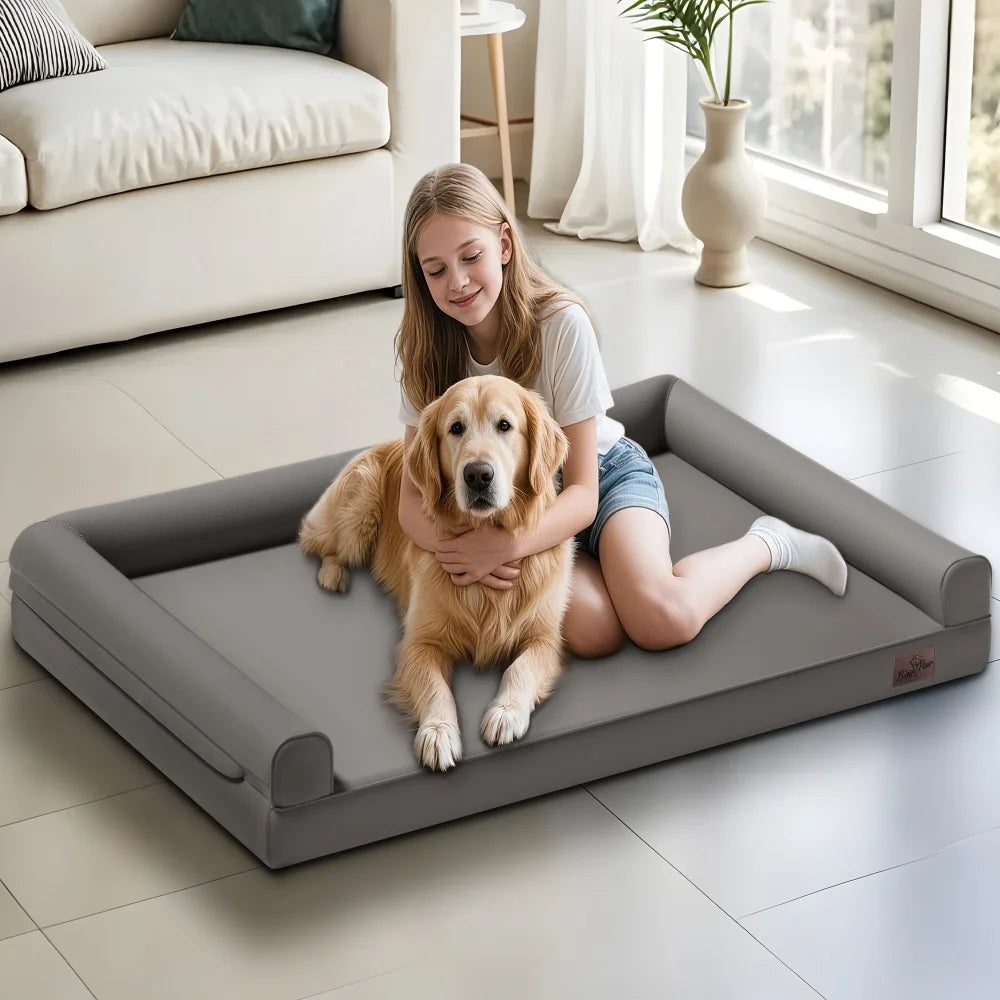 Borwartcn Orthopedic Dog Bed Bolster Removable Cover