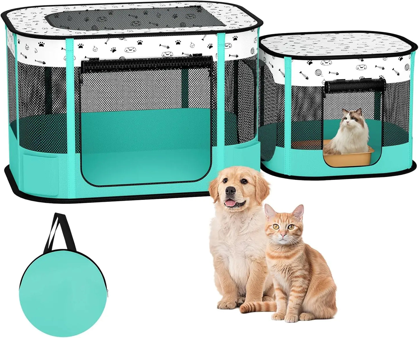 8 Rods Reinforced Cat Dog Playpen Foldable Indoor Outdoor