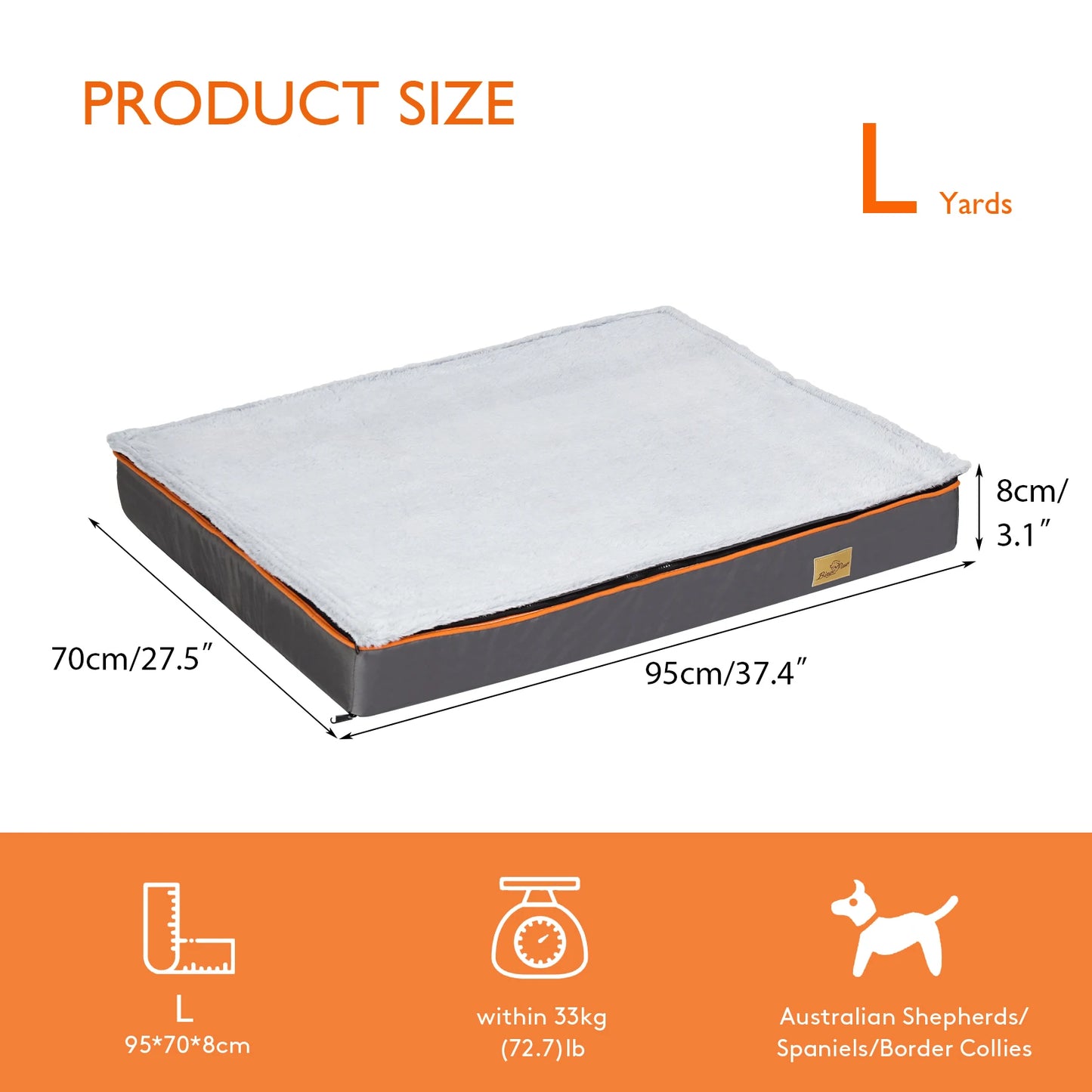 BINGOPAWCN Orthopedic Dog Bed Padded With Washable Cover