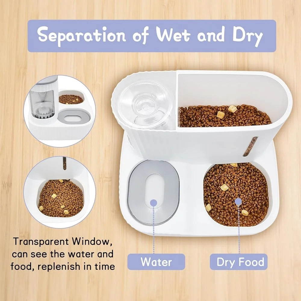 Pet Gravity Feeder Waterer 2 In 1 Automatic Food Bowl