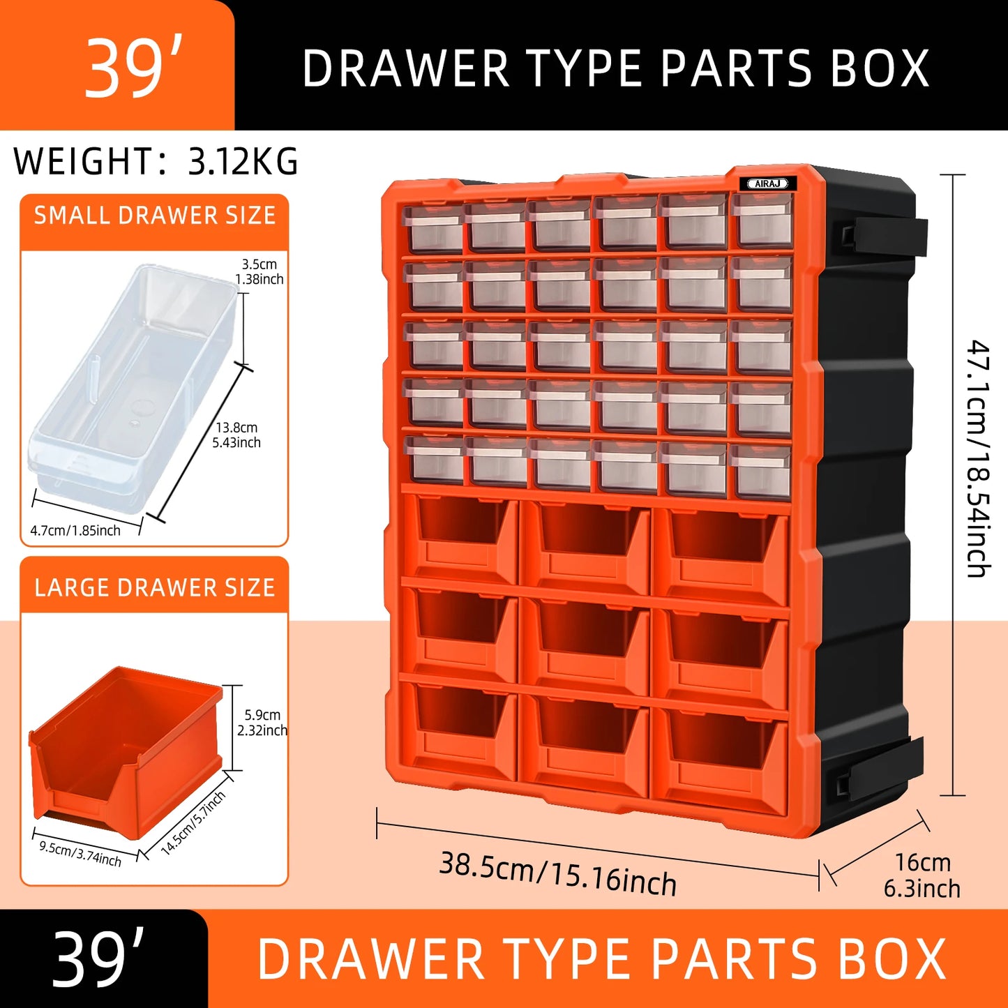 AIRAJ HeavyDuty Polypropylene Drawer Storage Cabinet Organizer DesignedFor BeadLego