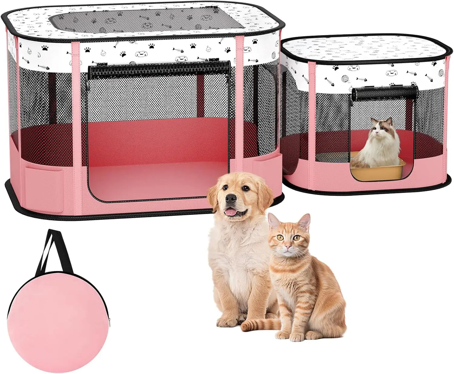 8 Rods Reinforced Cat Dog Playpen Foldable Indoor Outdoor