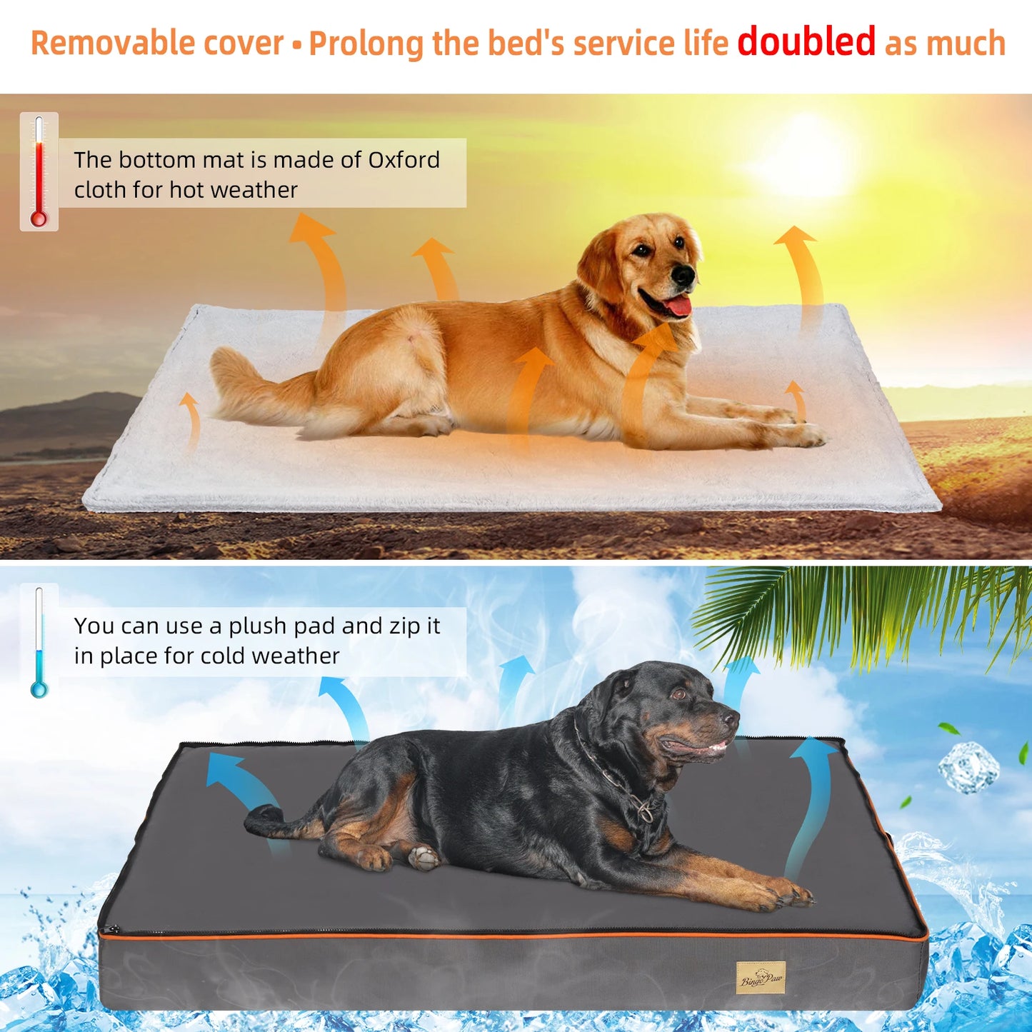 BINGOPAWCN Orthopedic Dog Bed Padded With Washable Cover