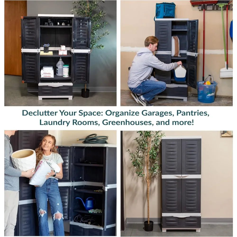 Lockable Storage Cabinet With Adjustable Shelves For GarageWorkstation Office Home