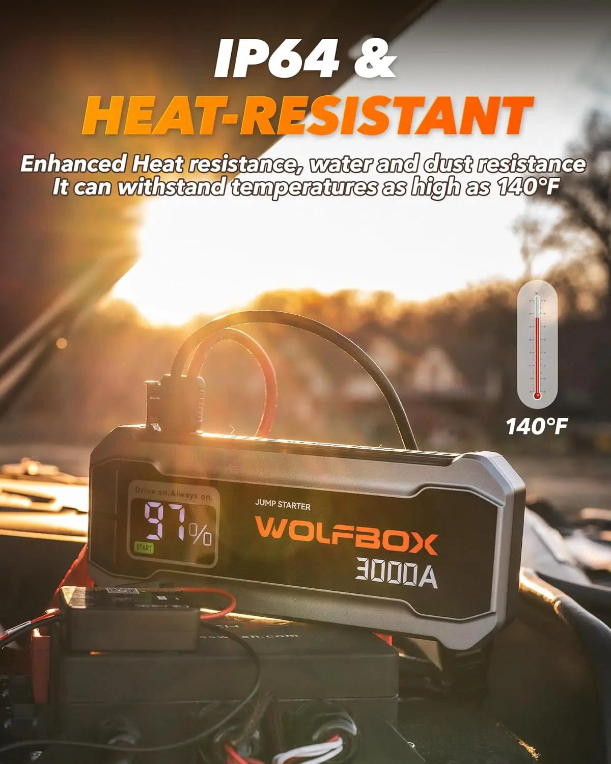 WOLFBOX 3000Amp Car Jump Starter Booster Battery Power Bank