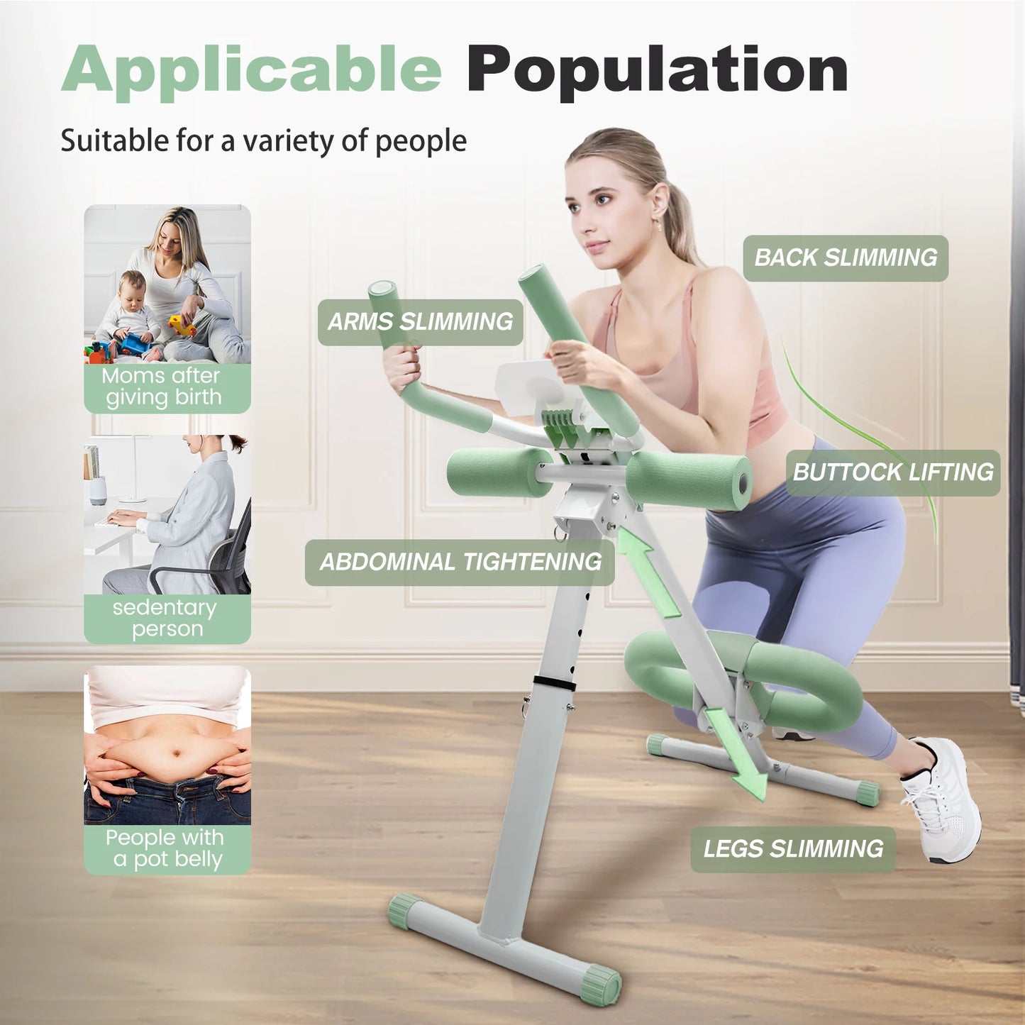 Ab Workout Machine Abdominal Adjustable Folding Crunch Trainer Core Machine Full Body  Equipment for Home Gym