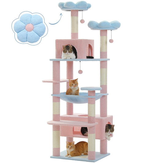 PETEPELACN Cat Tree Tower with Sisal Scratching Posts and Condos