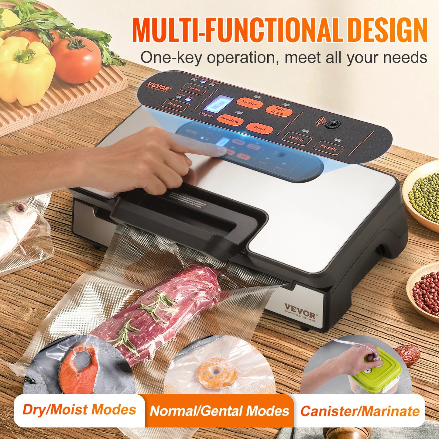 SucceBuy Vacuum Sealer 90KPa 130W For Kitchen Packaging