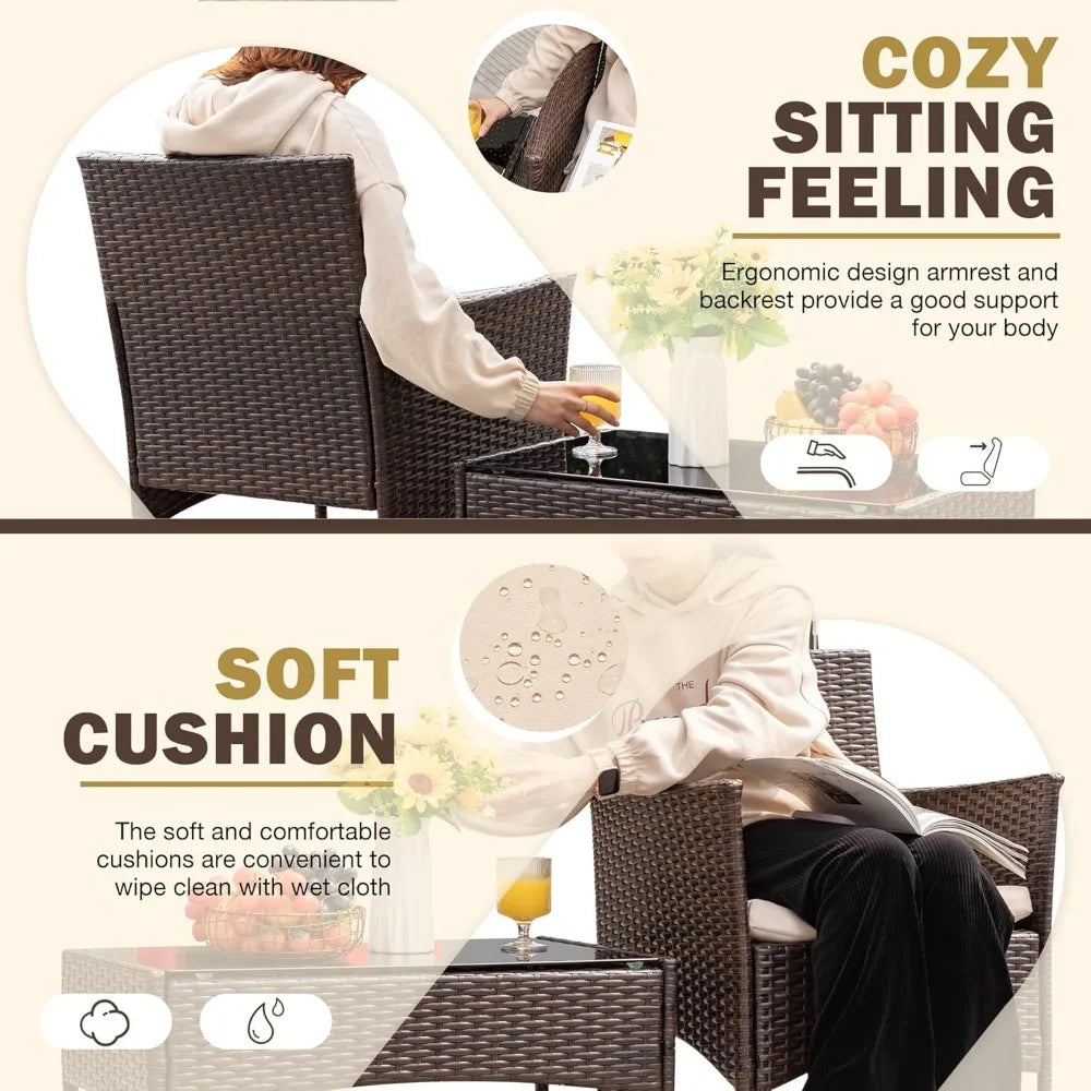 Outdoor Patio Furniture Set Rattan Chair Wicker Garden Balcony