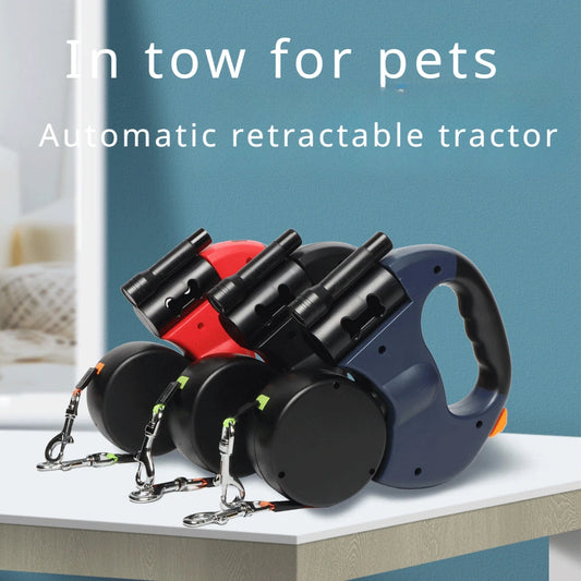 ZhejiangDog Double Retractable Dog Leash With Flashlight