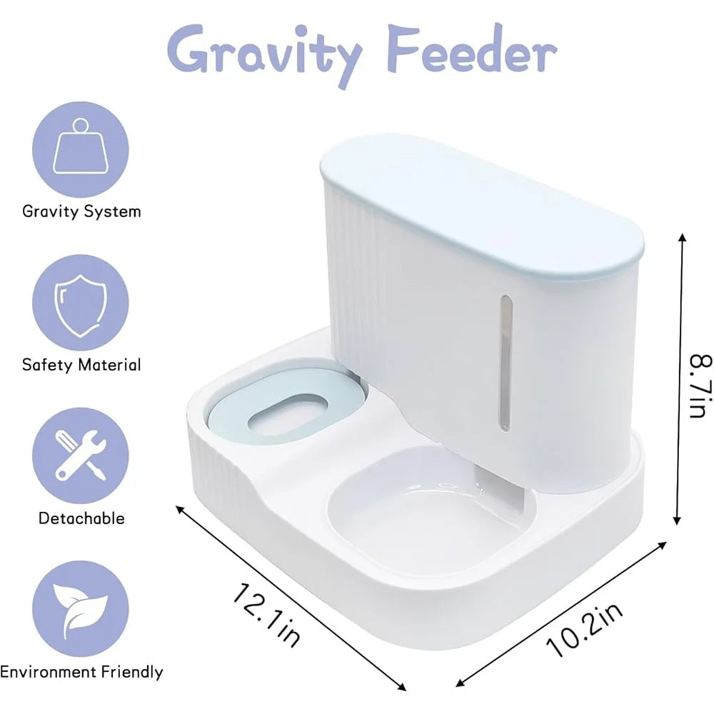 Pet Gravity Feeder Waterer 2 In 1 Automatic Food Bowl