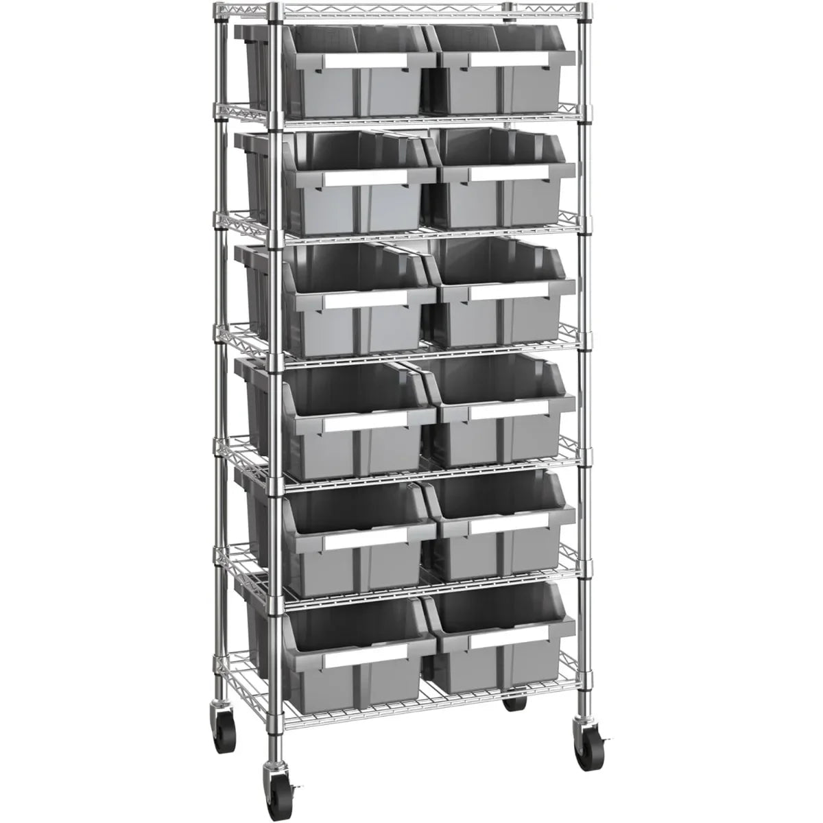 Wire Storage Rack With Bins For Garage Kitchen And Classroom