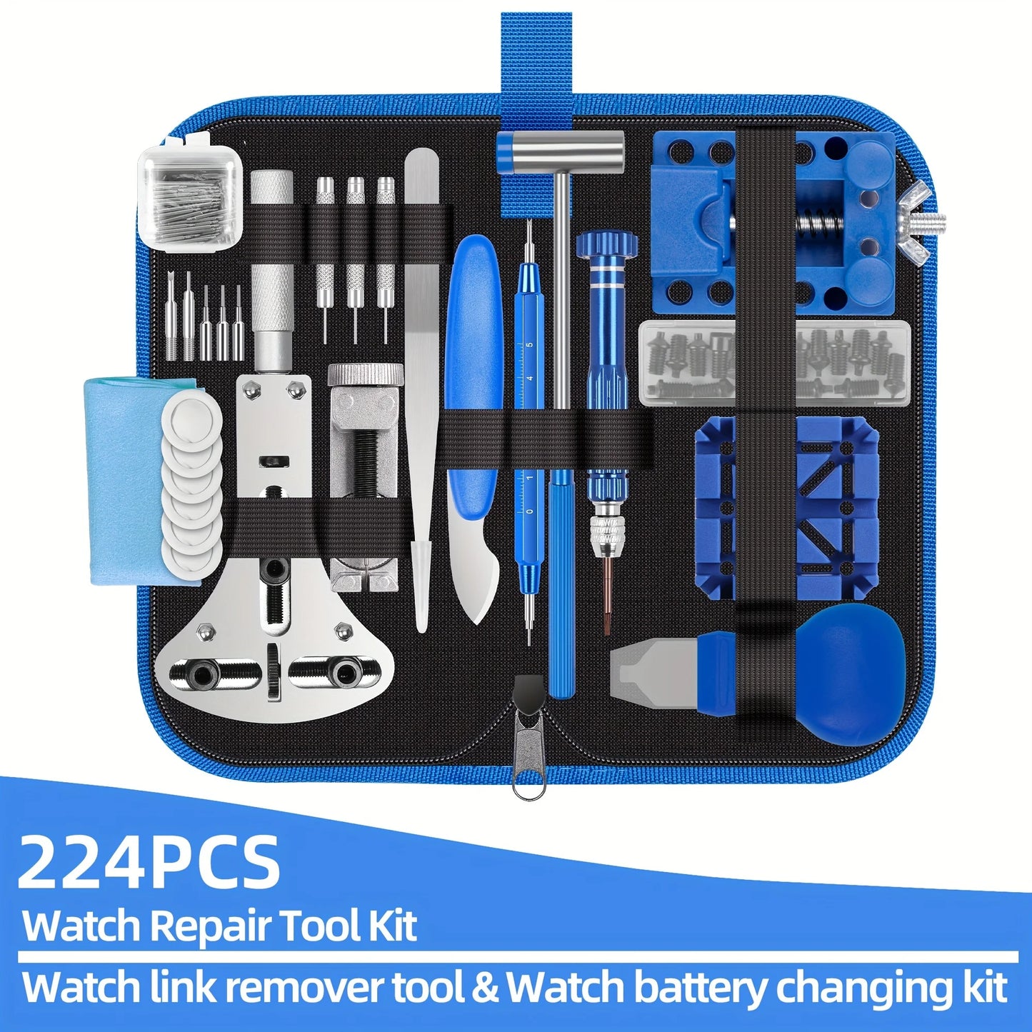 Professional Watch Repair Kit 224 Piece Battery Replacement Tool Set