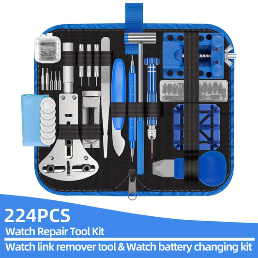 Professional Watch Repair Kit 224 Piece Battery Replacement Tool Set
