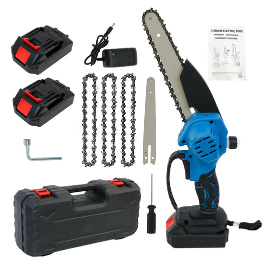 Cordless Chainsaw With Two Batteries And Extra Chains