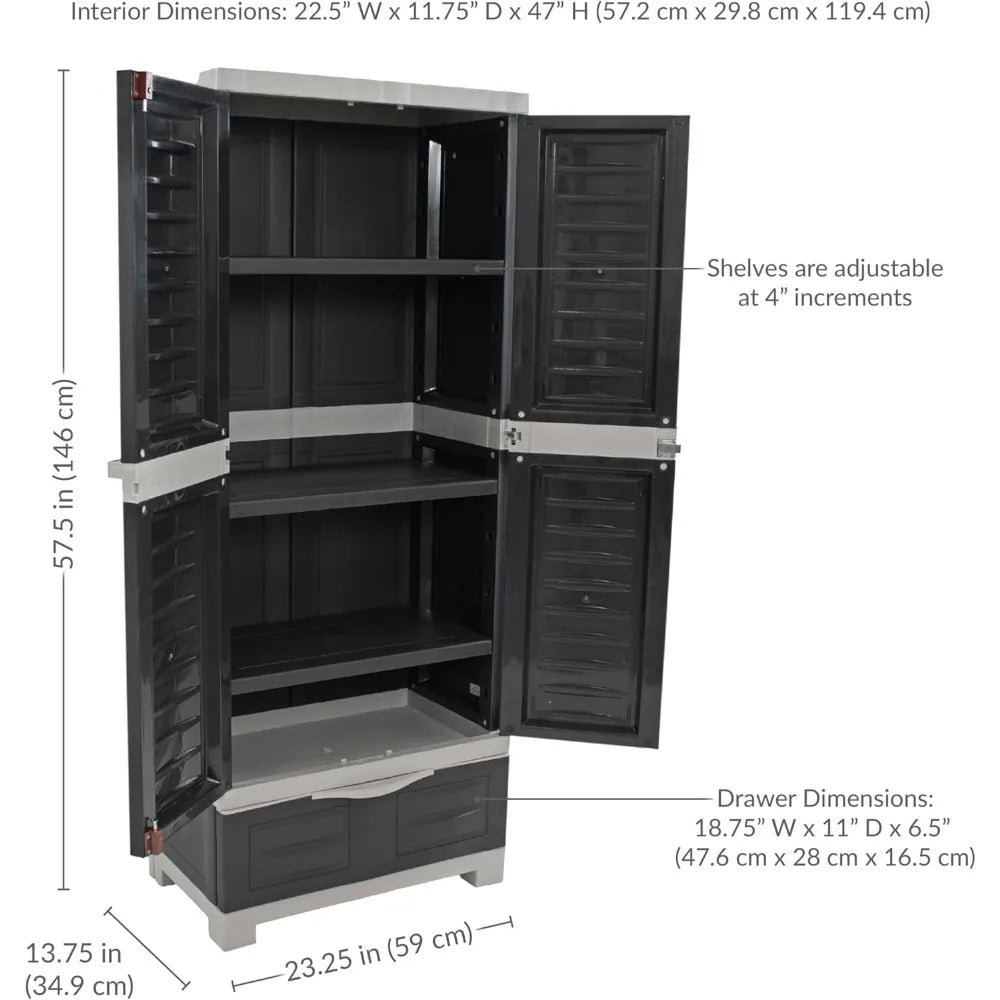 Lockable Storage Cabinet With Adjustable Shelves For GarageWorkstation Office Home