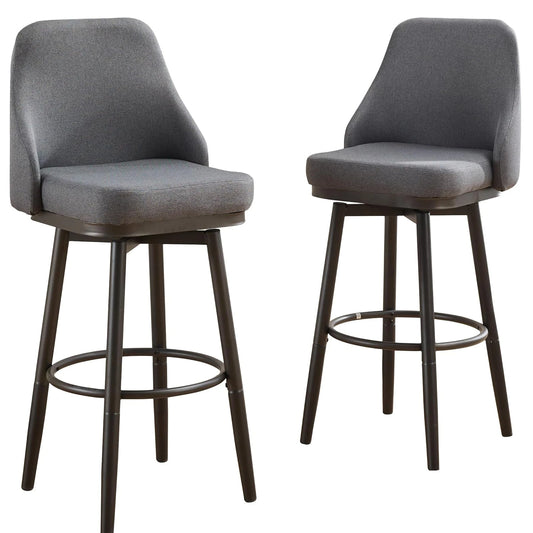 Todrani Chenille Adjustable Height Swivel Bar Stools With Back For Kitchen Island Dining Cafe