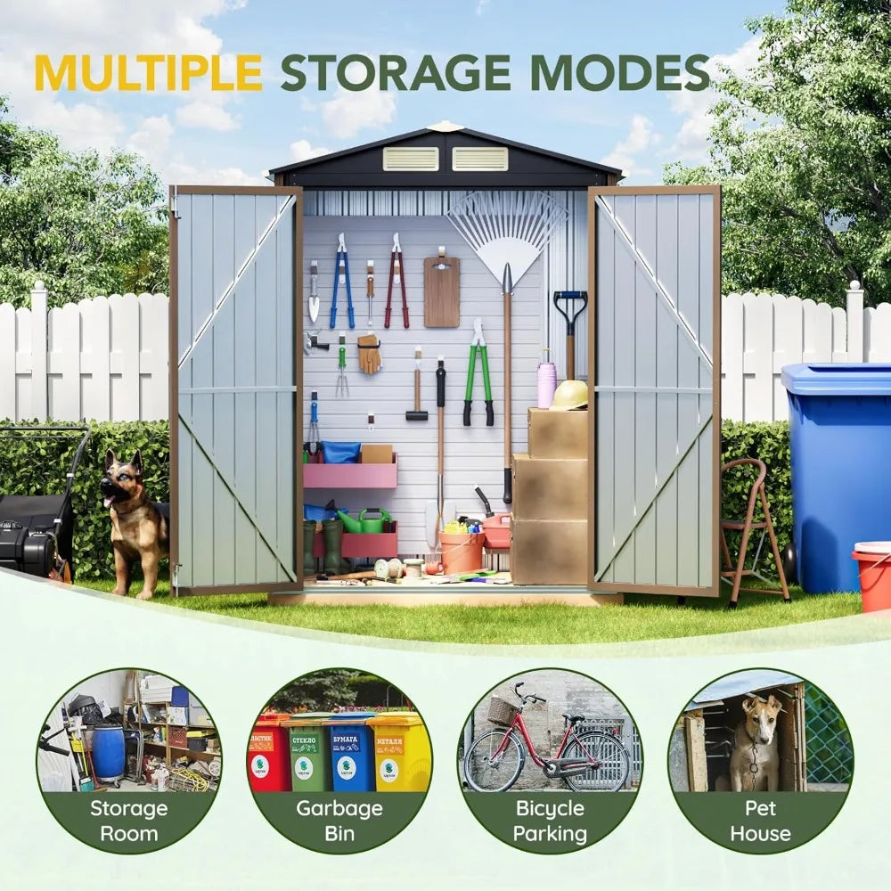 XMSJ Outdoor Steel Storage Shed Lockable Doors for Garden