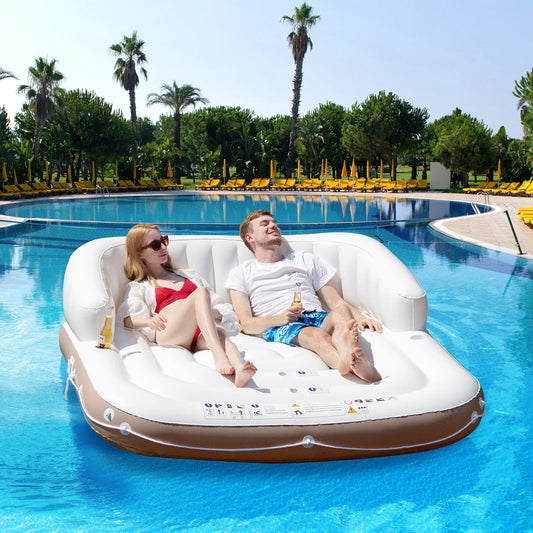 Costway Canopy Island Inflatable Pool Float Lounge Raft