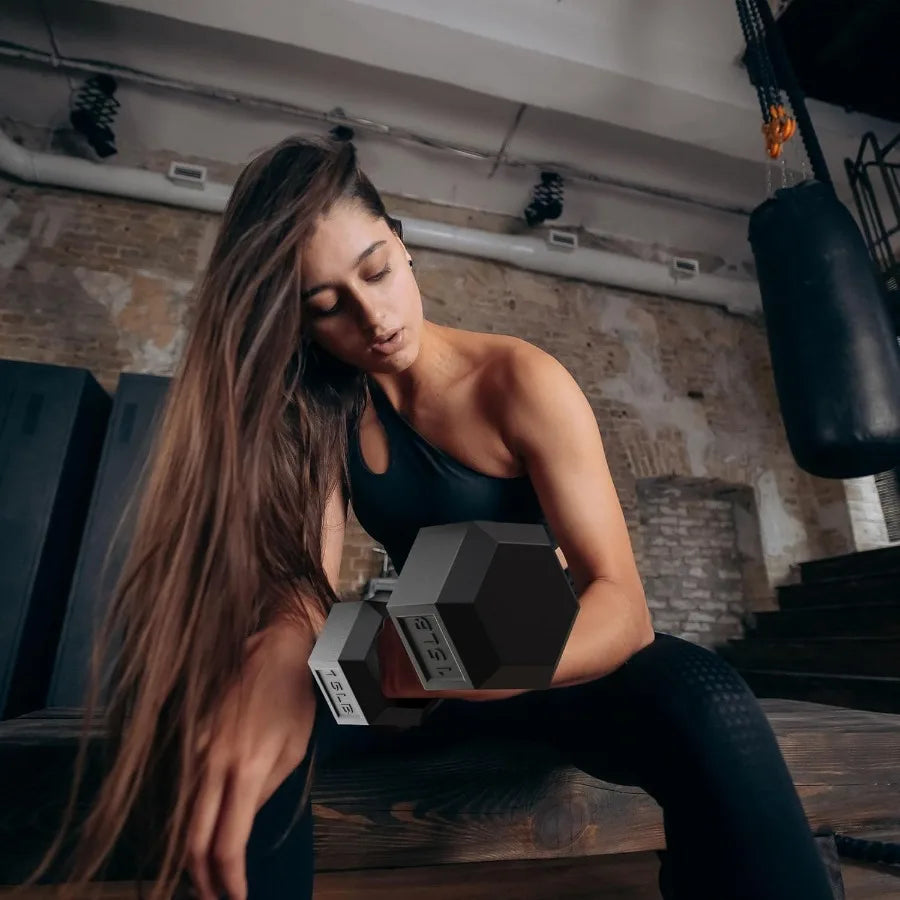 XMSJ Rubber Encased Hex Dumbbell Set For Home Gym LBS