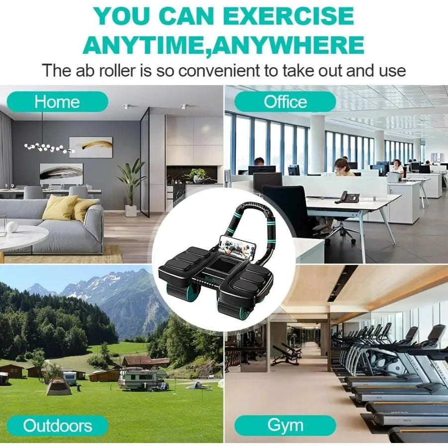 Ab Roller Wheel With Elbow Support 4-Wheel Design Home Gym