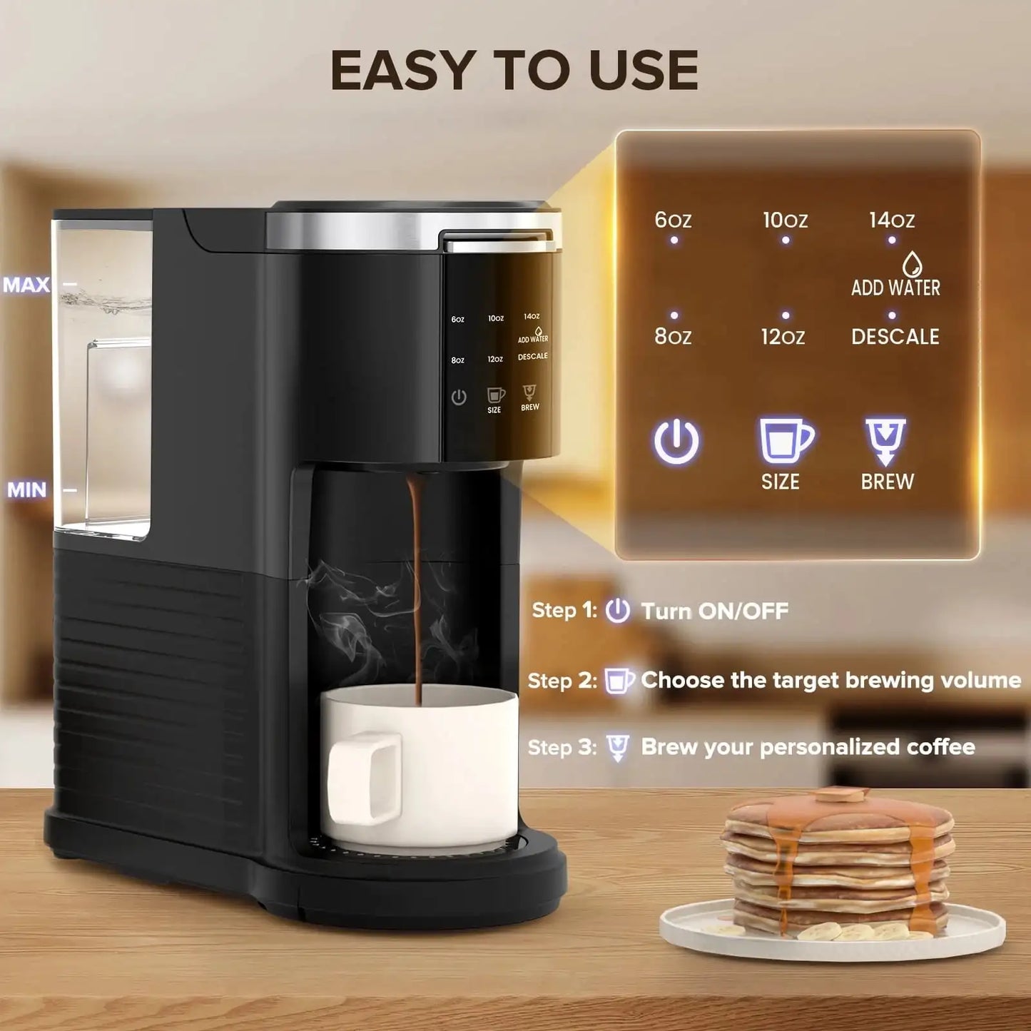 Iosn 1200W Compact Single Serve Coffee Maker For K CupPod