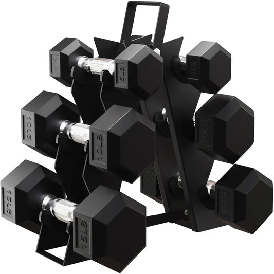 XMSJ Rubber Encased Hex Dumbbell Set For Home Gym LBS