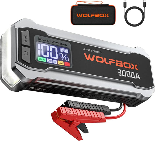 WOLFBOX 3000Amp Car Jump Starter Booster Battery Power Bank