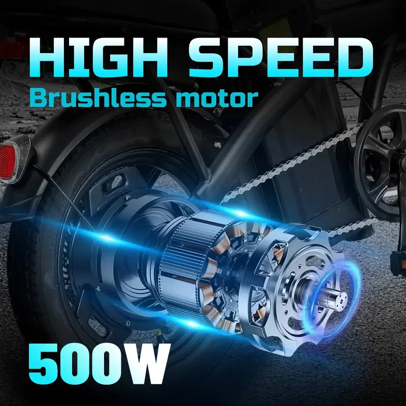 LELEKUAIF Folding Electric Bike T5D 500W Lithium Battery