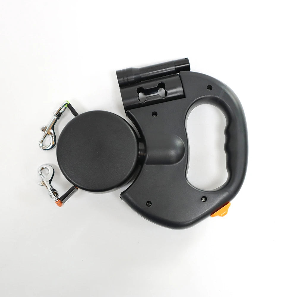 ZhejiangDog Double Retractable Dog Leash With Flashlight