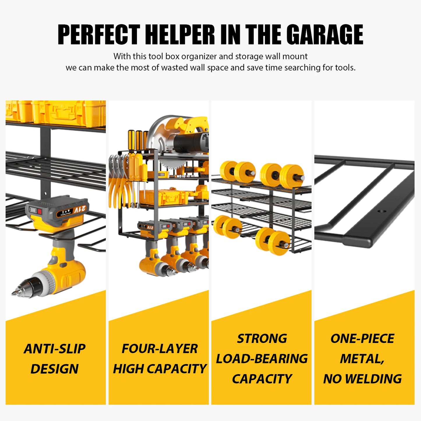 Power Tool Organizer Wall Mount HeavyDuty CarbonSteel IndustrialGrade StorageRack System