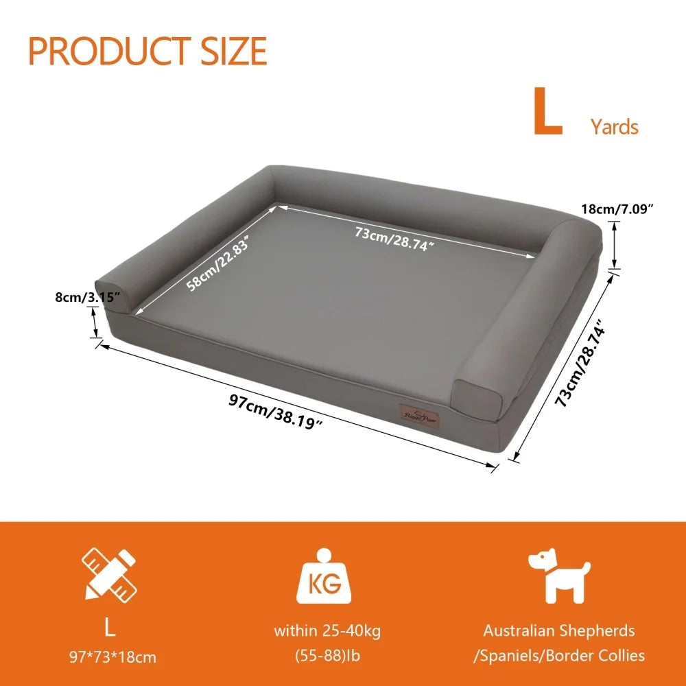 Borwartcn Orthopedic Dog Bed Bolster Removable Cover