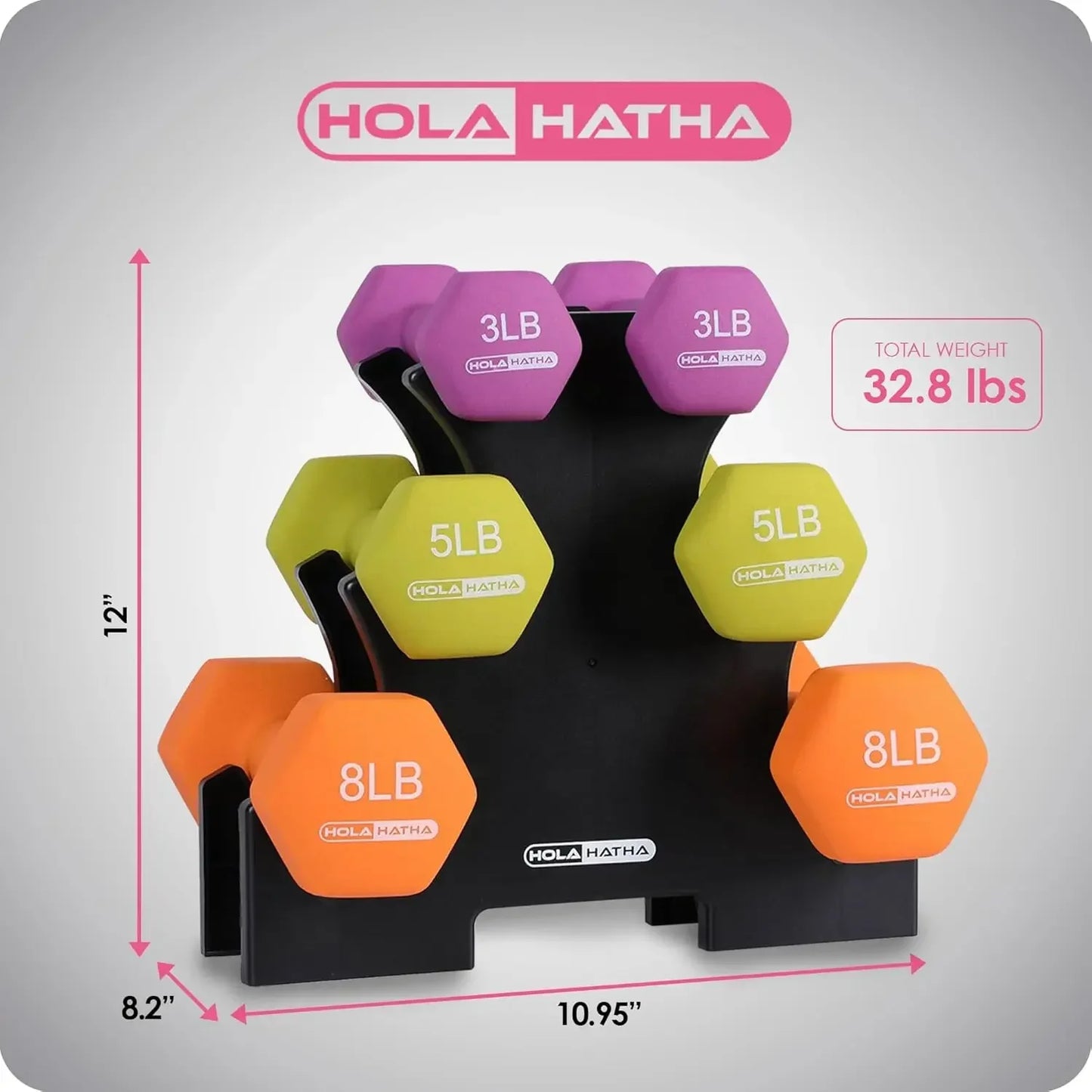 Neoprene Dumbbell Set With Rack For Home Workouts
