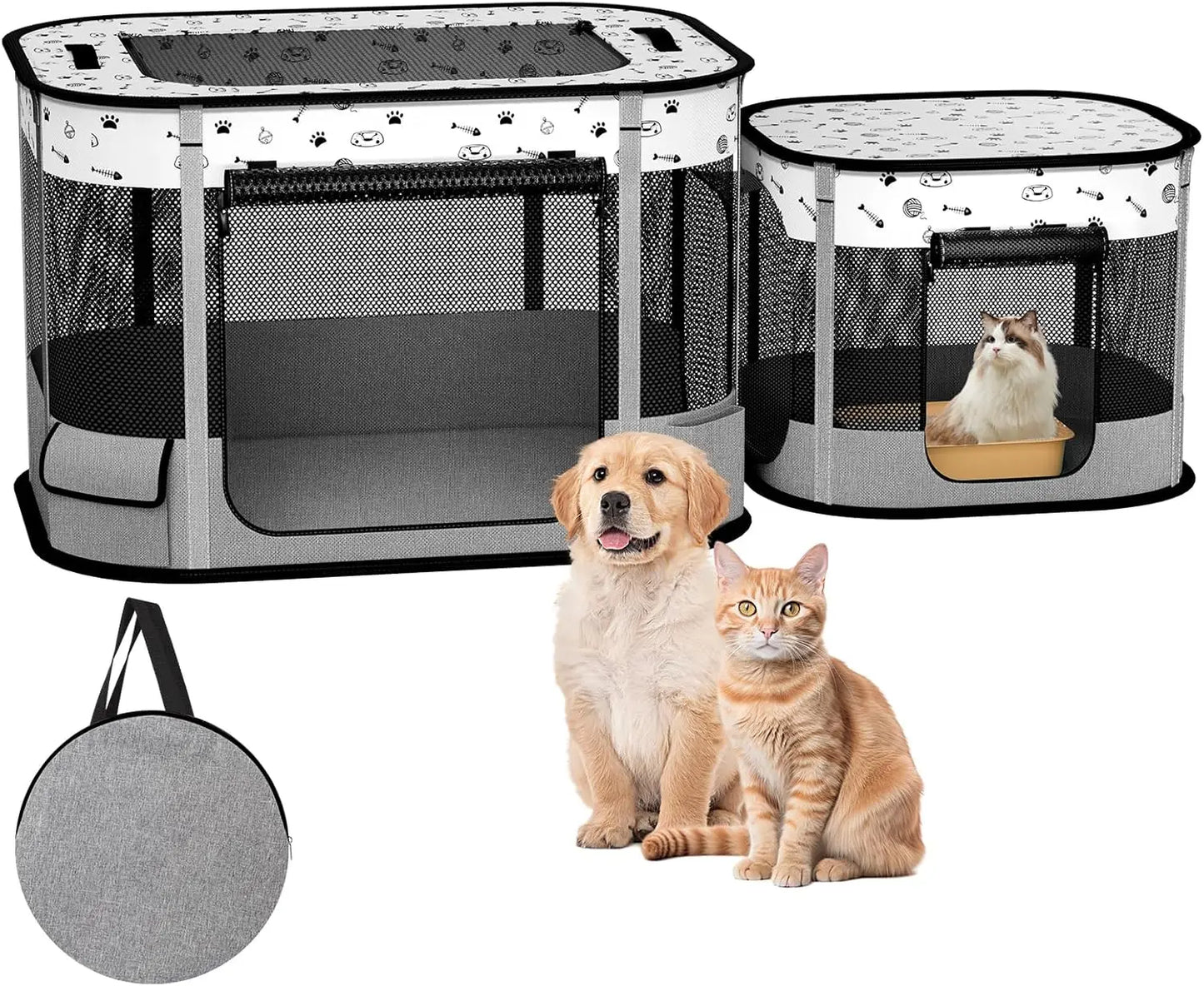 8 Rods Reinforced Cat Dog Playpen Foldable Indoor Outdoor