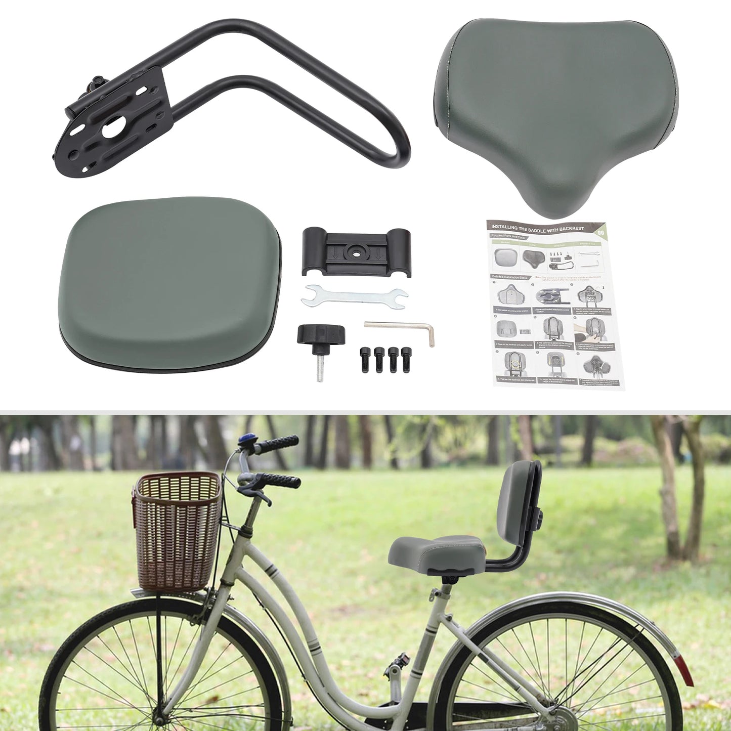 Bike Seat With Backrest For Tricycle And Electric Bikes