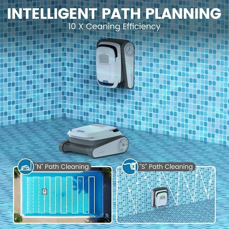 VOXIV Cordless Robotic Pool Cleaner with Wall Climbing - Over 120mins Runtime Automatic Pool Vacuum