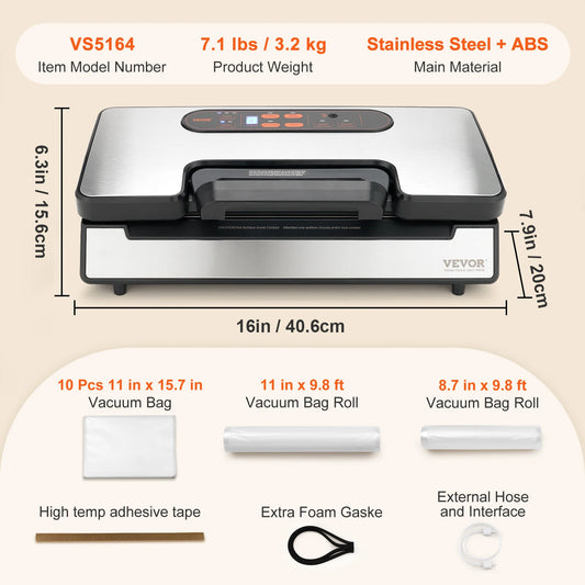 SucceBuy Vacuum Sealer 90KPa 130W For Kitchen Packaging