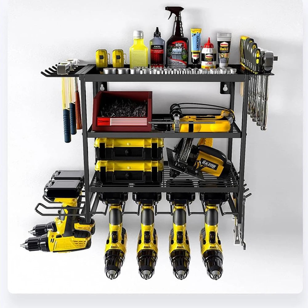 TWISTER.CK Four Tier Wall Mount Tool Organizer with Hooks