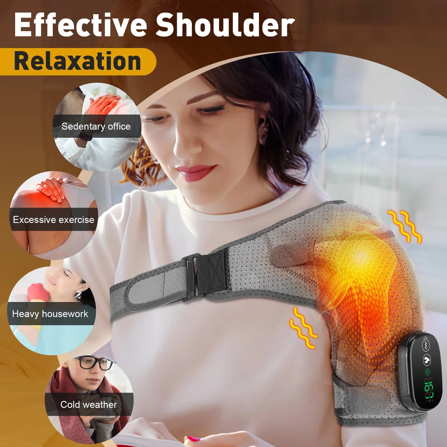 PASTSKY Electric Heating Shoulder Massage Belt For Back And Shoulders