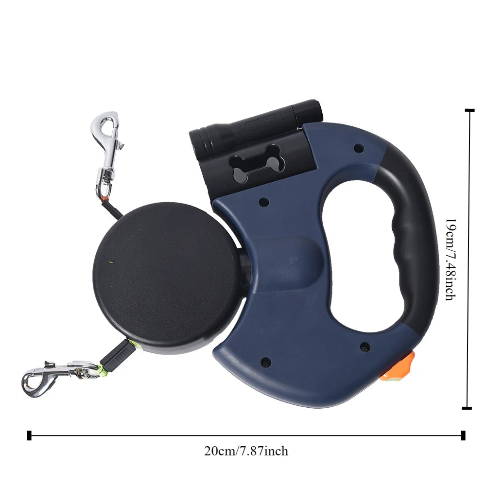ZhejiangDog Double Retractable Dog Leash With Flashlight
