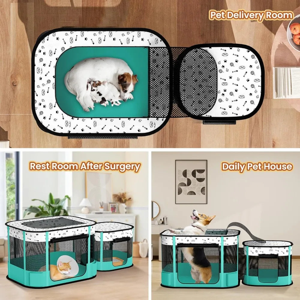 8 Rods Reinforced Cat Dog Playpen Foldable Indoor Outdoor