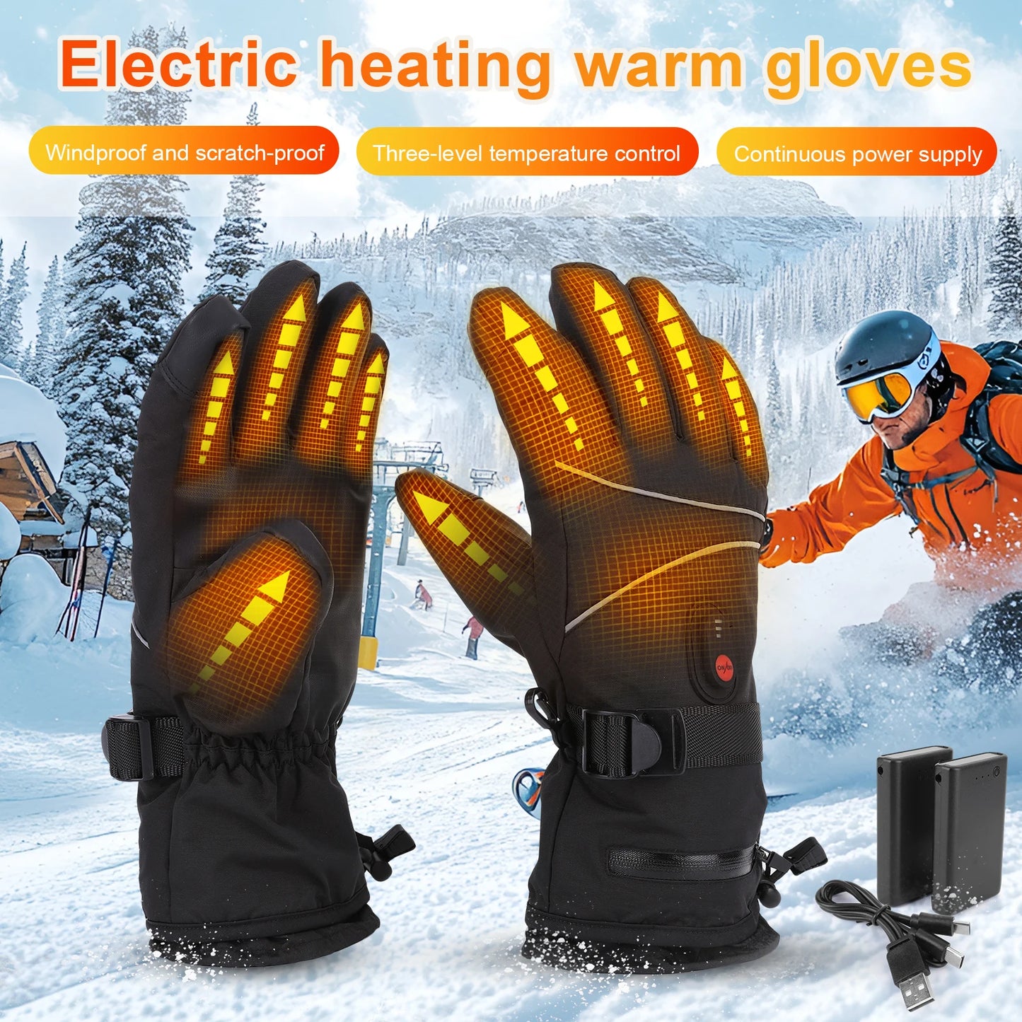 APWIKOGERCN Electric Heating Gloves Touchscreen Thermal Outdoor Activities