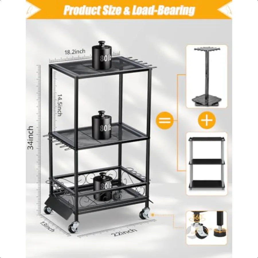 Multifunctional Fishing Rod Holder Organizer Rack TenRods With Adjustable Height