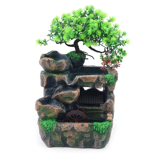 Indoor Desk Water Fountain With LED Lighting Zen Decor