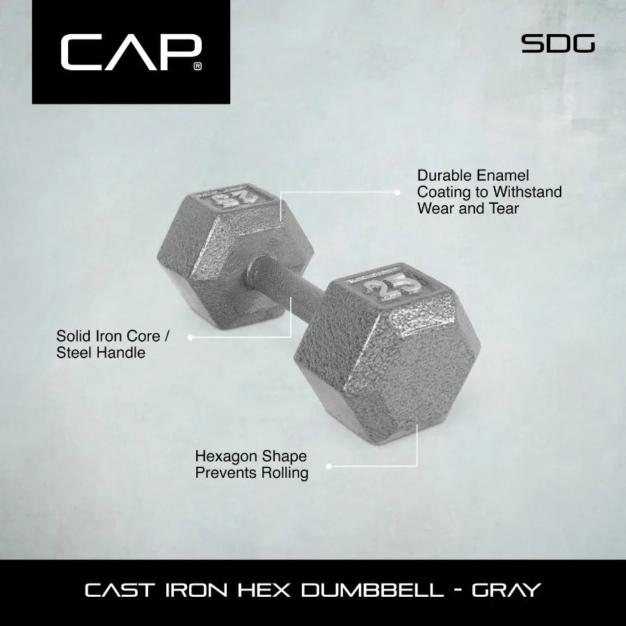 20lb Cast Iron Hex Dumbbell Anti Roll One Piece Home Gym
