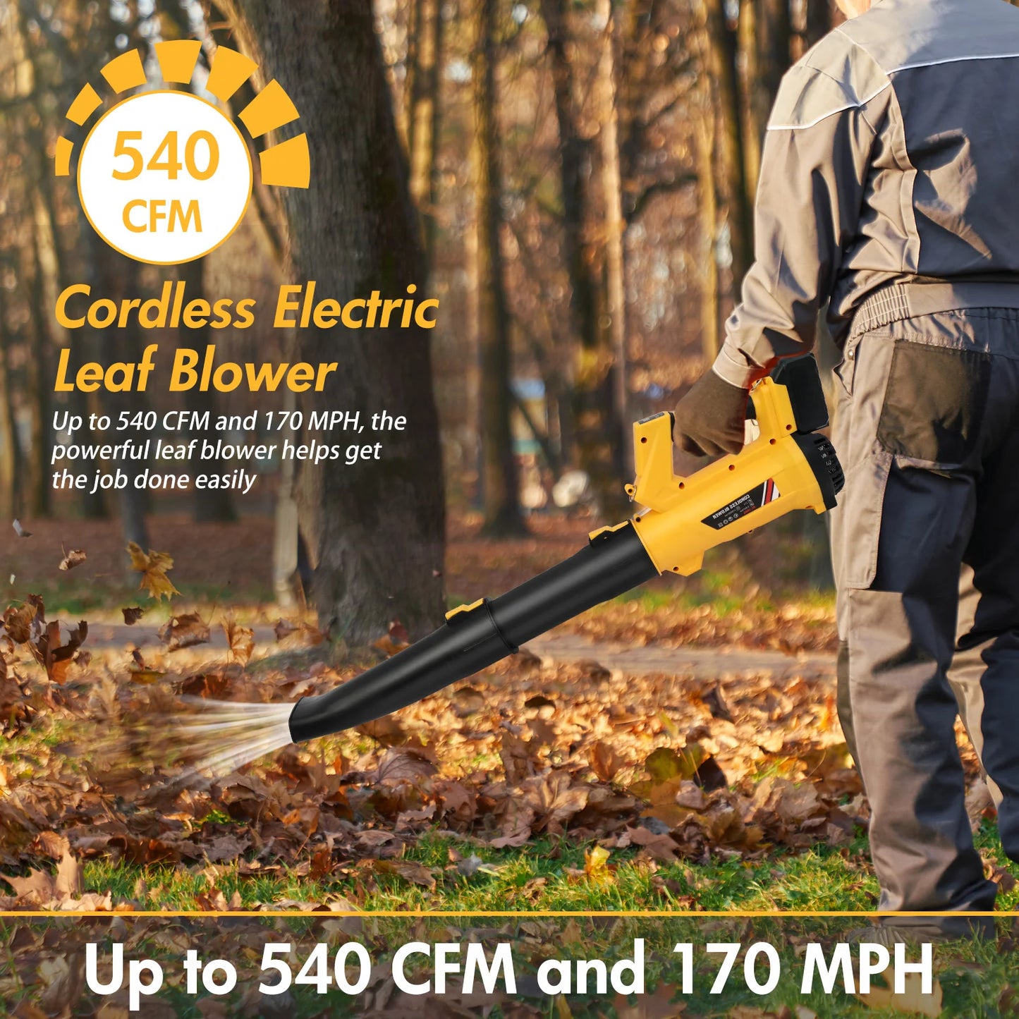 Cordless Leaf Blower Electric 21V With Dual 6.0Ah Batteries