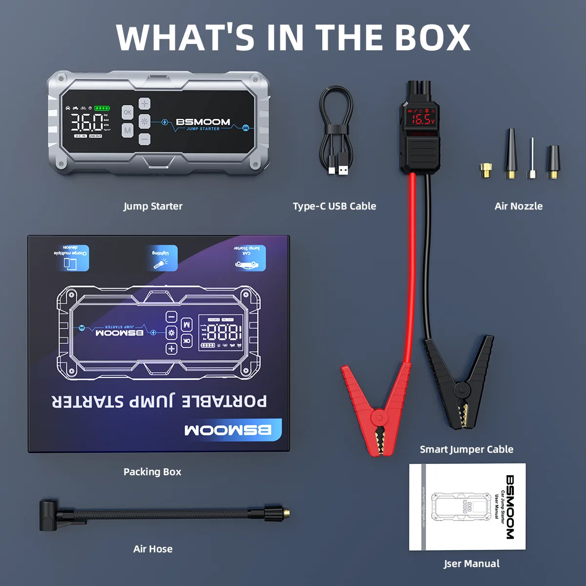 BSMOOM 12V Car Jump Starter Power Bank Emergency Booster