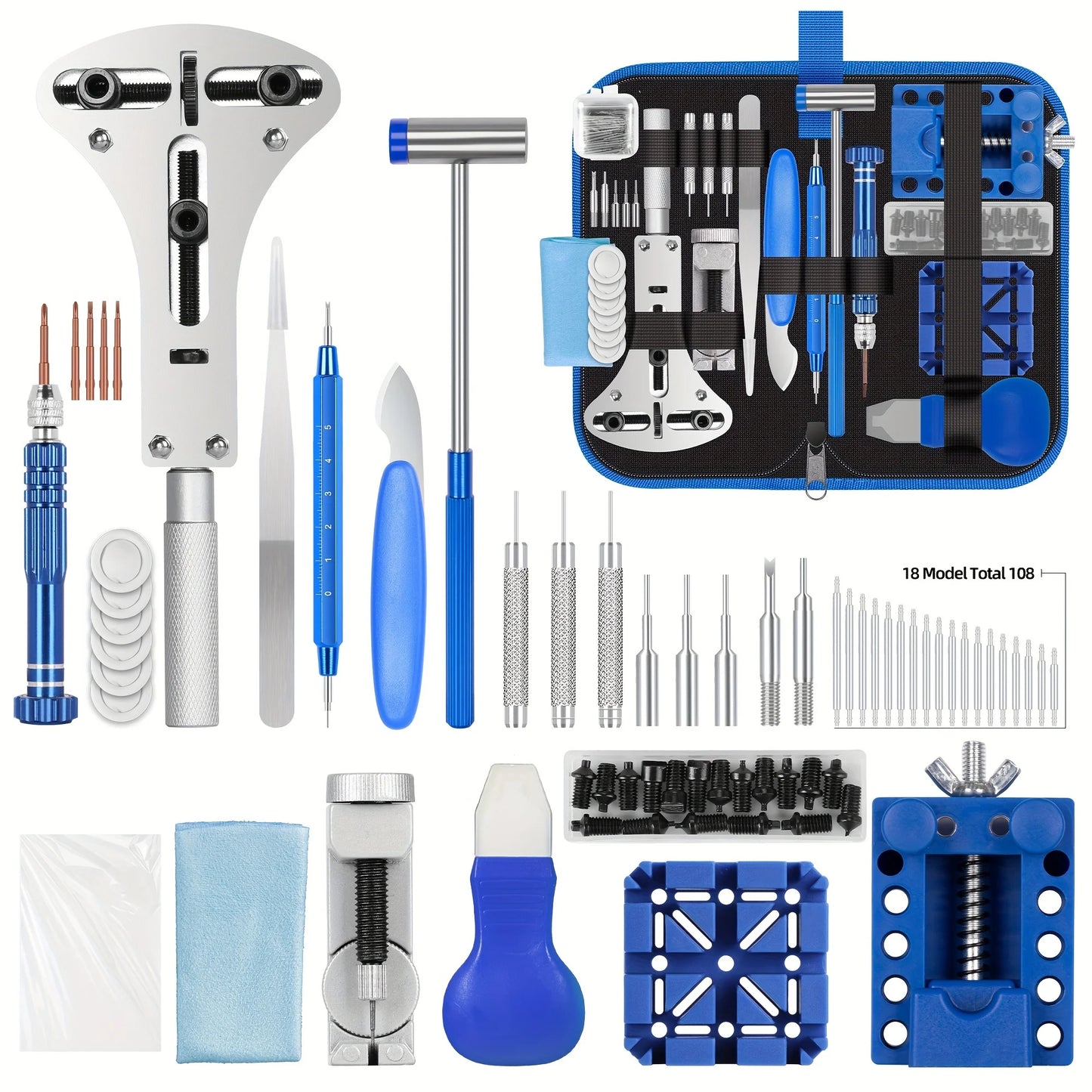 Professional Watch Repair Kit 224 Piece Battery Replacement Tool Set