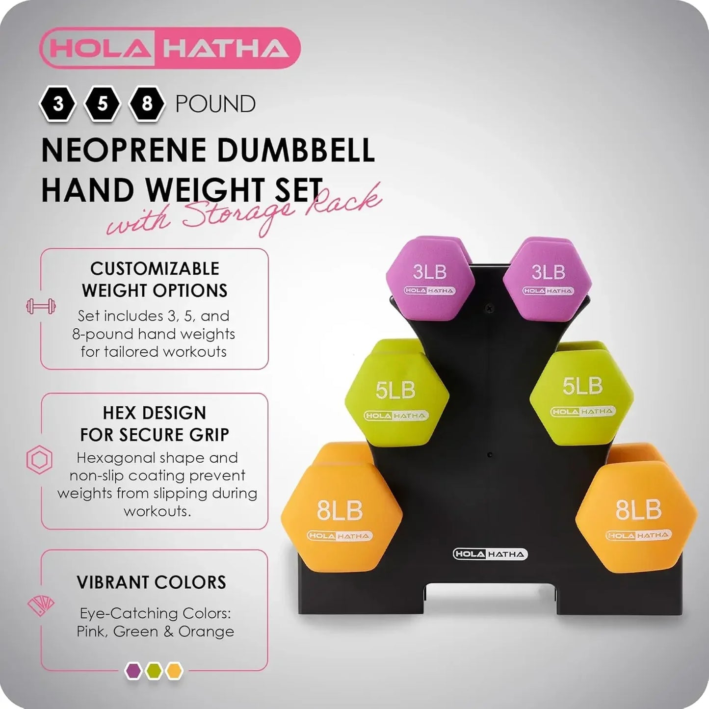 Neoprene Dumbbell Set With Rack For Home Workouts